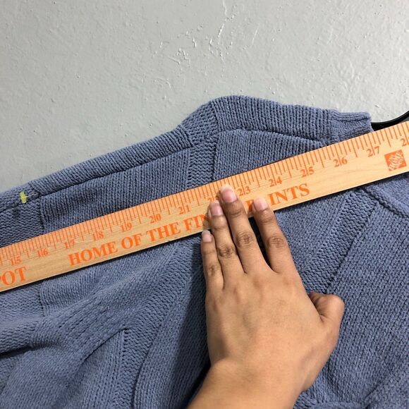 j jill sweater small s blue twist front thick chenille cable knit thick - Picture 11 of 15